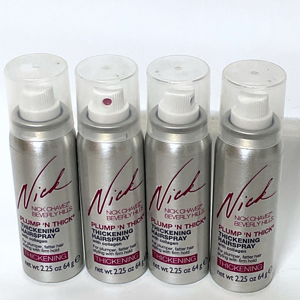 Lot of 4 Nick Chavez Plump 'N Thick Thickening Hairspray 2.25oz Collagen
